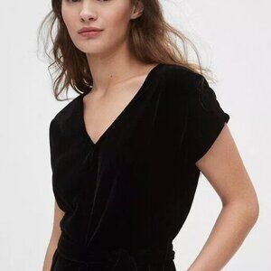 Gap Black Velvet V-Neck Jumpsuit